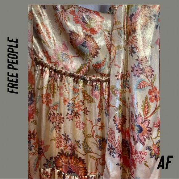 Free People Floral Maxi Dress - Red and Cream - Picture 5 of 14